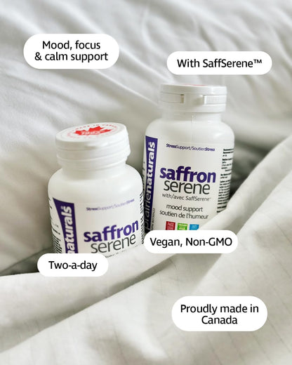 Prairie Naturals Saffron Serene 含 SaffSerene™，有助於改善情緒、集中註意力和保持平靜，溫和，純素，無麩質，非轉基因，加拿大製造，60 粒 v 膠囊