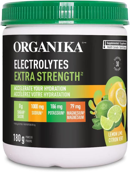 Organika 电解质超强粉 - 柠檬青柠味 - 高钠，用于运动恢复和电解质防御，含接骨木果和紫锥菊 - 柑橘浆果 - 免疫系统支持