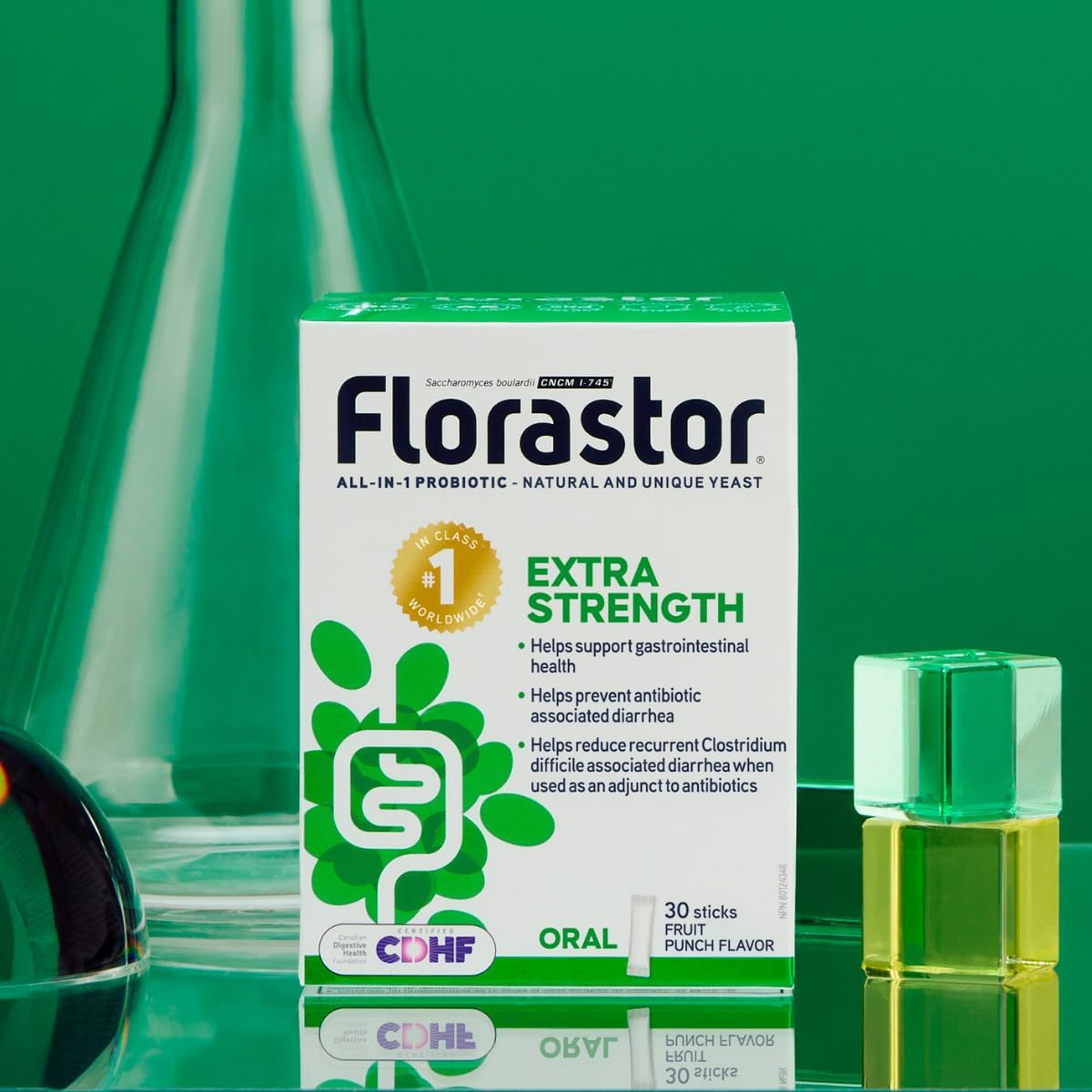 Florastor 強效益生菌 - 布拉酵母菌 CNCM I-745 - 每日多效合一益生菌 - 支持腸道健康和免疫系統 - 抗生素相關性腹瀉 - 成人適用 - 30 支