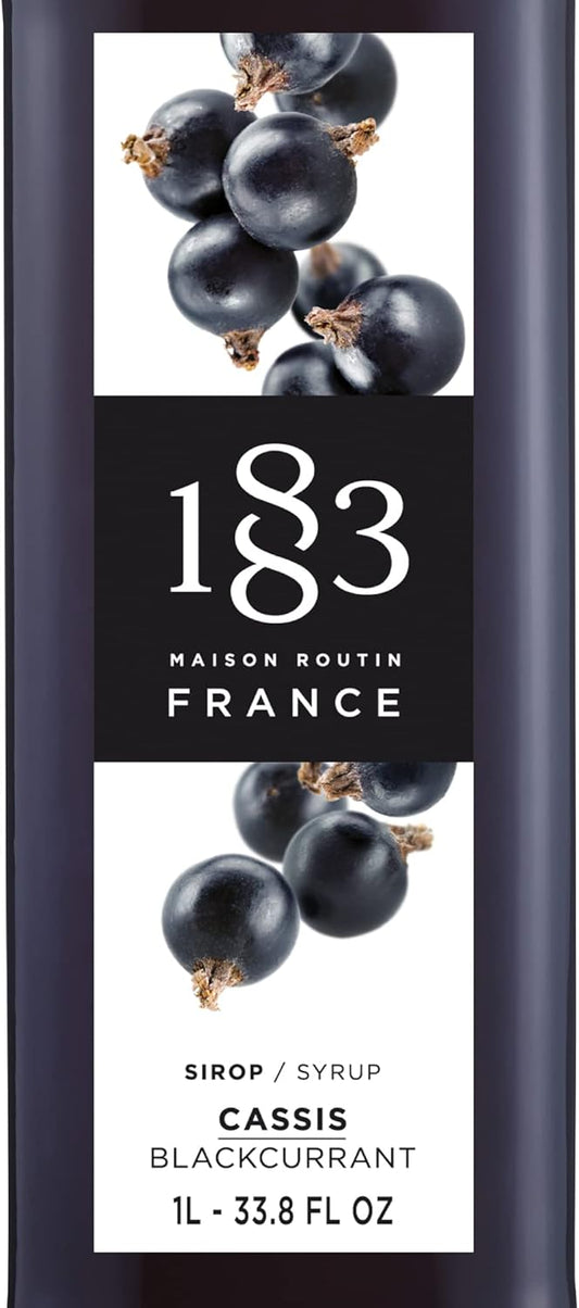 Maison Routin 1883 黑加仑味糖浆，1升玻璃瓶，紫色