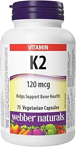 Webber Naturals 維生素 K2 120 微克，75 粒膠囊，MK-7 配方，有助於支持骨骼，純素