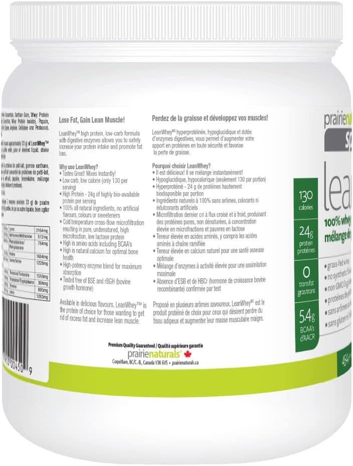 Prairie Naturals Lean Whey Protein Natural Powder, 454g