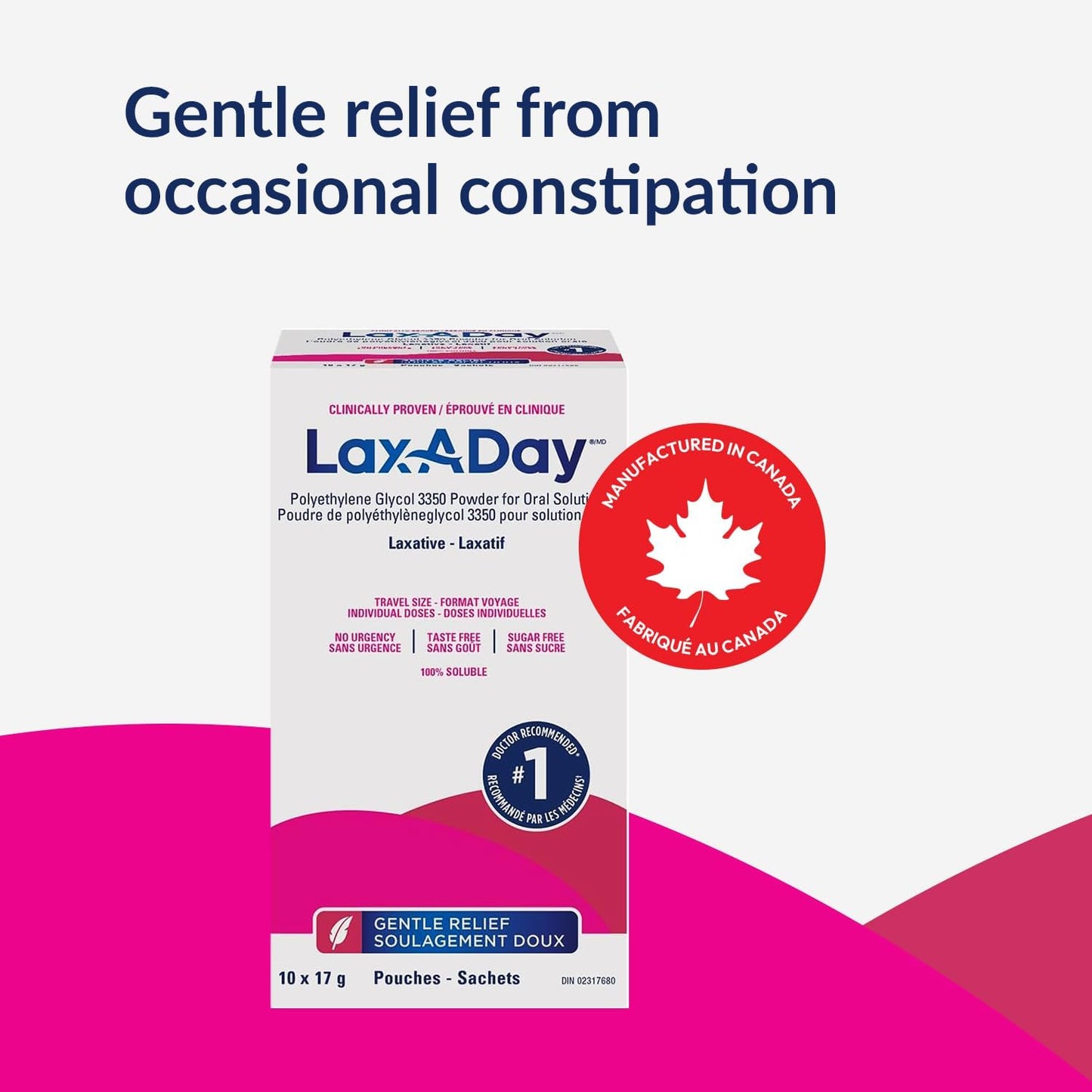 LAX-A-Day Powder Laxative - No Taste, No Grit, No Sugar - Clinically Proven Relief of Occasional Constipation (10 Doses, 170 g)