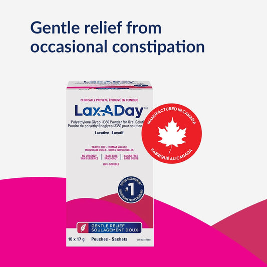 LAX-A-Day Powder Laxative - No Taste, No Grit, No Sugar - Clinically Proven Relief of Occasional Constipation (10 Doses, 170 g)