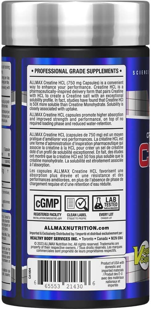 ALLMAX Essentials 肌酸盐酸盐胶囊，750 毫克，90 粒