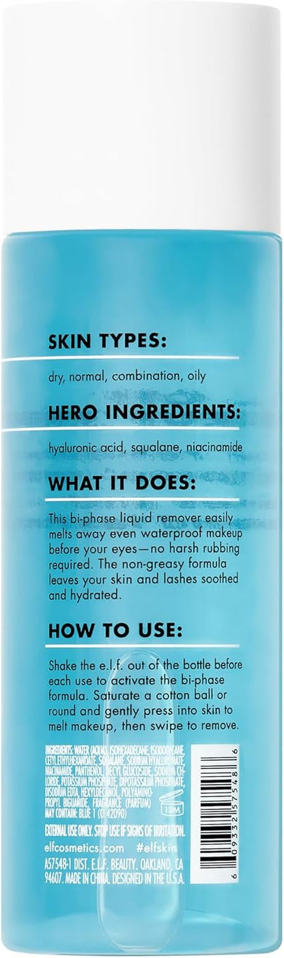 el.f. SKIN Holy Hydration! e.l.f. Off Makeup Remover, Liquid Makeup Remover For Eye, Lip & Face Make & Daily Hydration Moisturizer, Infused with Aloe, Jojoba Oil & Shea Butter, 2.53 Fl Oz (75mL)