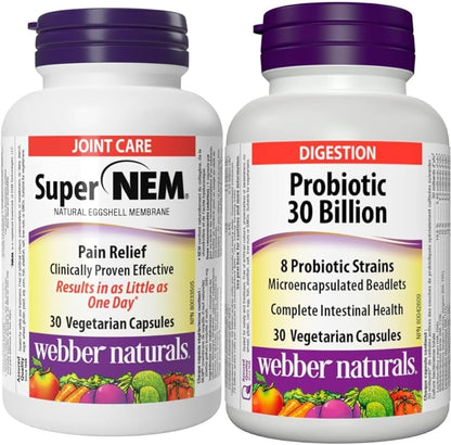 Webber Naturals 超級 NEM 緩解關節疼痛 + 益生菌 300 億促進消化健康