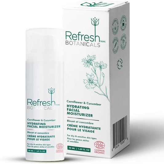 Refresh Botanicals Hydrating Facial Moisturiser | Certified Organic Face Cream for Dry & Sensitive Skin | Hypoallergenic, Vegan, Paraben free | Made in Canada | 50 ML