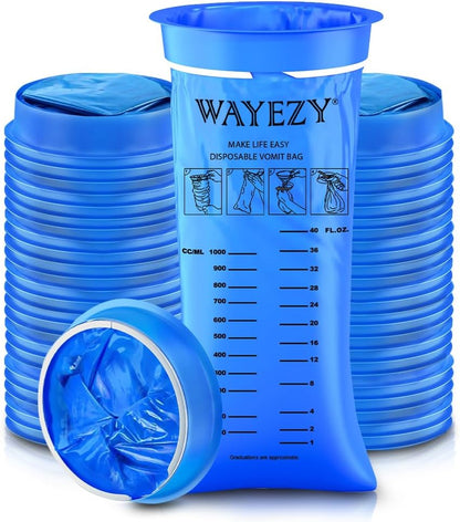 WAYEZY 呕吐袋 - 一次性包装，25 个，每个 1000 毫升 - 适用于恶心、旅行和晕动病的呕吐袋
