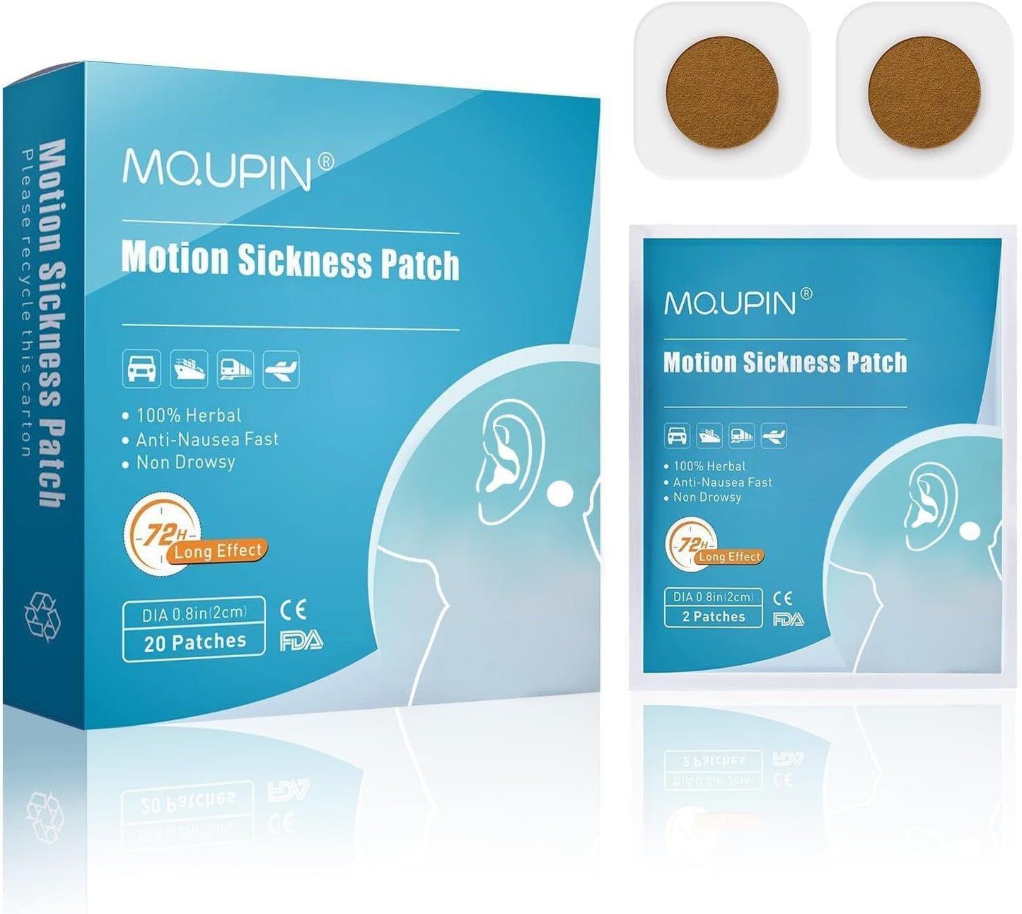 暈車貼，20片裝，適用於汽車、船、飛機等旅行，快速起效
