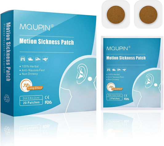 Motion Sickness Patches, 20 Counts Sea Sickness Patch for Travel of Cars Ships Airplanes Fast Acting