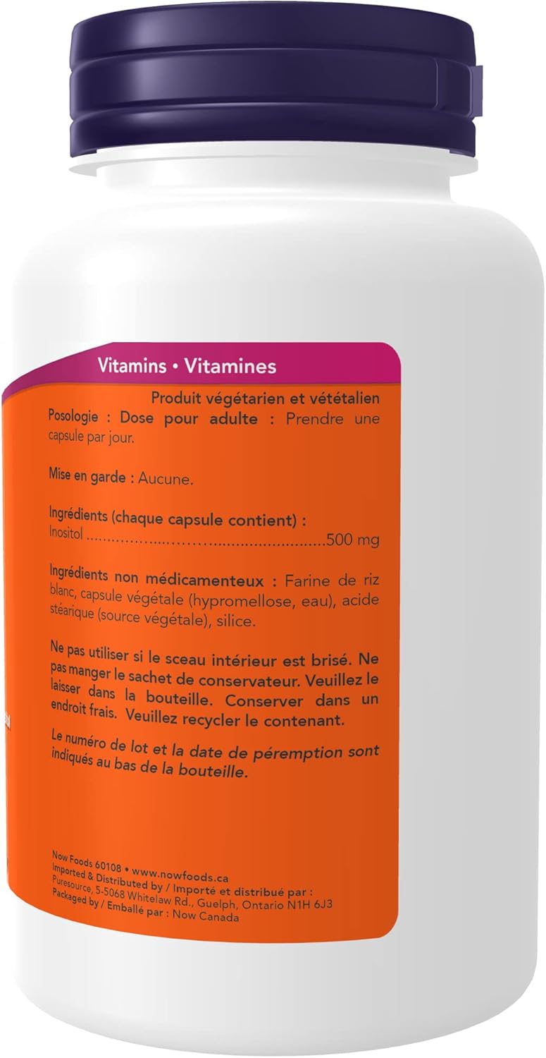 NOW 乙醯左旋肉鹼 500 毫克 100 粒膠囊和 NOW 肌醇 500 毫克 100 粒膠囊