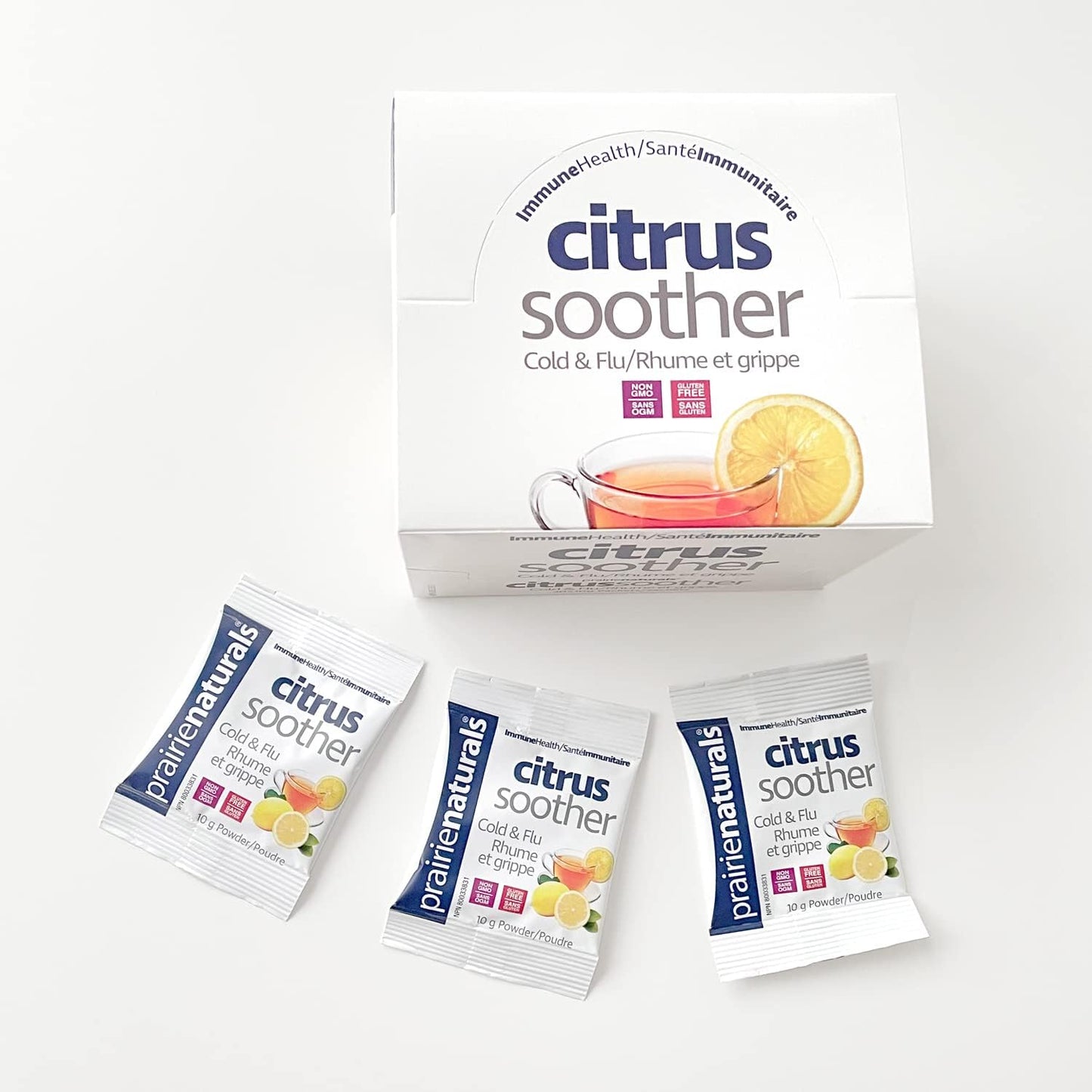 Prairie Naturals 柑橘舒缓感冒和流感热饮，增强免疫力，含接骨木果、锌、维生素 D 和 C 以及柠檬香蜂草 - 10 克 x 30 包