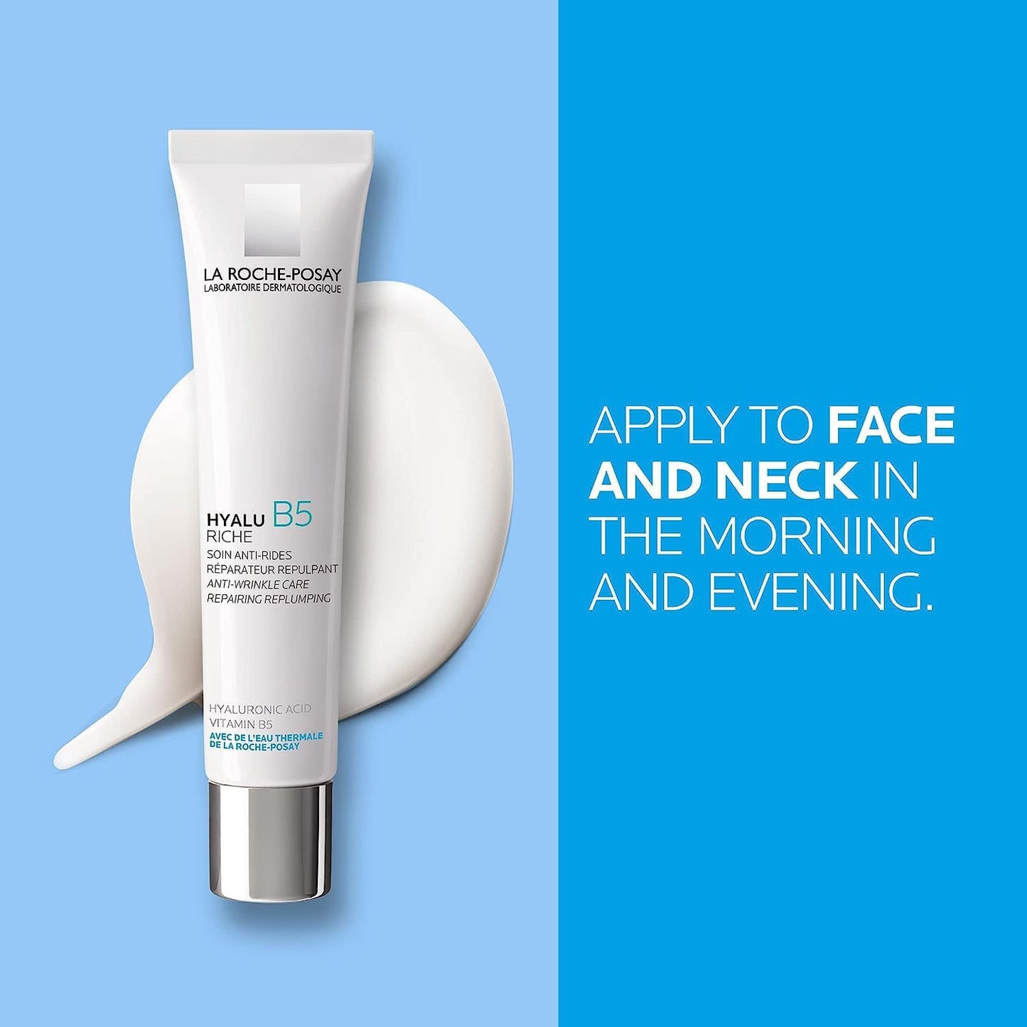 La Roche-Posay Hyalu B5 Riche Cream, Anti-Wrinkle Care, Repairing Replumping with Hyaluronic Acid and Vitamin B5 | Suitable for Sensitive Skin | 40 ml