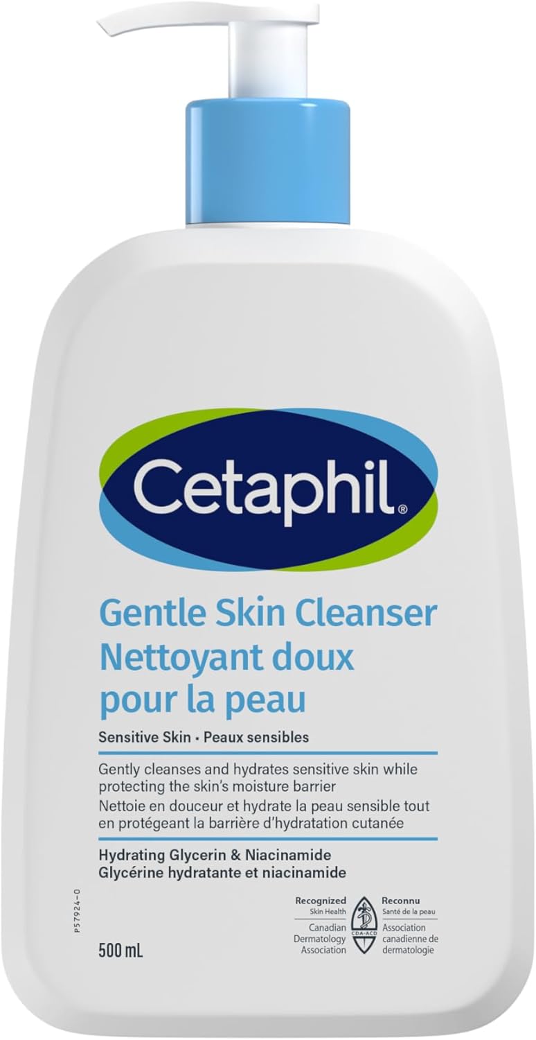 Cetaphil Gentle Skin Cleanser (500ml) - Hydrating Face Wash & Body Wash - Ideal for Sensitive, Dry Skin - Non-Irritating, Fragrance-Free and Dermatologist Recommended