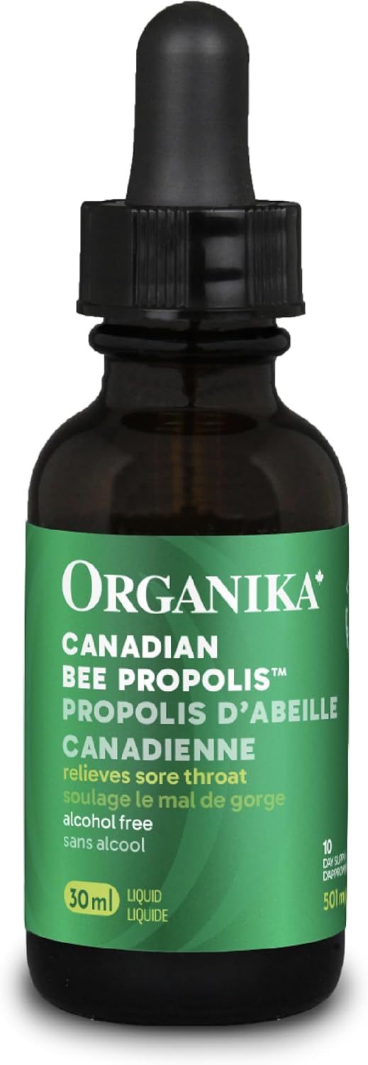 Organika 蜂胶液 - 天然免疫支持、缓解咽喉痛、抗氧化、无酒精 - 30 毫升