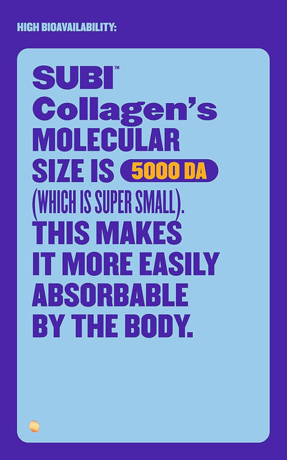 SUBI Hydrolyzed Bovine Collagen - For Healthy Hair, Skin, Nails, Joints -Type 1, 3 Collagen peptides, from Hormone-Free Pasture Raised Cows, Non-GMO - Not Flavoured (40 servings)