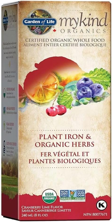 生命花園有機植物鐵和草本，蔓越莓青檸口味 | 免疫支持，減少疲勞和倦怠 | 10毫克鐵 | 溫和不便秘 | 全食物成分，無麩質