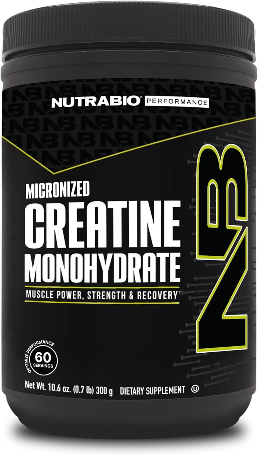 NutraBio Pure Micronized Creatine Monohydrate Powder Supplement, Unflavored, (300 g)