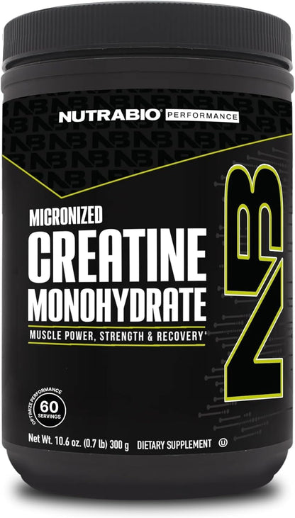 NutraBio Pure Micronized Creatine Monohydrate Powder Supplement, Unflavored, (300 g)