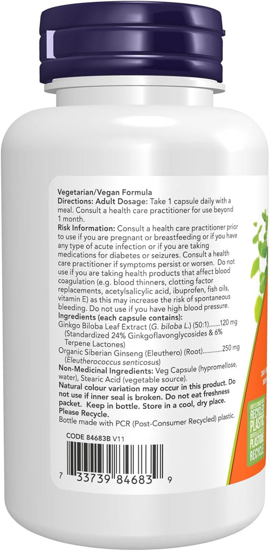 NOW Ginkgo Biloba 120Mg, 50:1 Extract, Cognitive and Memory Support, Vegan Veg Capsules, 100 Count