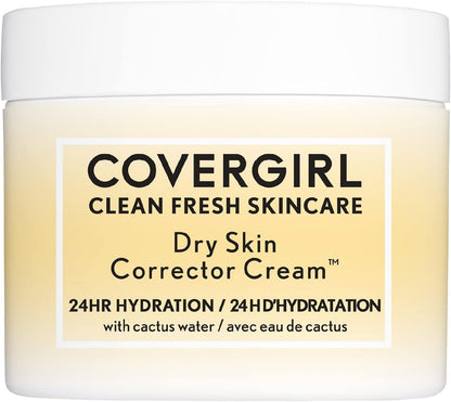 CoverGirl - Clean Fresh Skincare Dry Skin Corrector Cream, Formulated with Cactus Water, Hyaluronic Acid, Jojoba & Shea Butter for 24HR Deep Hydration, Non-greasy, 100% Vegan & Cruelty-Free