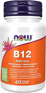 NOW Supplements, 甲基 B-12（甲鈷胺）5,000 微克，神經系統健康，60 粒錠劑