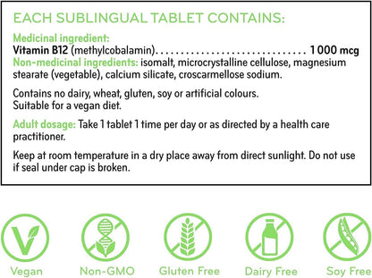 B12 1000 微克甲钴胺，舌下，无味