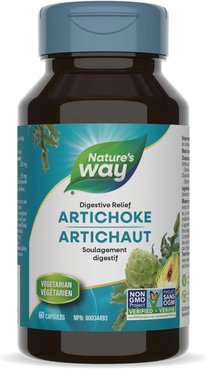 Nature's Way 朝鲜蓟 - 帮助缓解消化障碍的草本补充剂 - 非转基因 - 60 粒素食胶囊