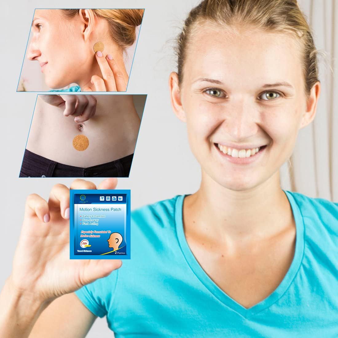 KONGDY 10片装晕车带和10片装晕车贴，成人和儿童晕车腕带和晕车贴，旅行晕车缓解套装，不瞌睡