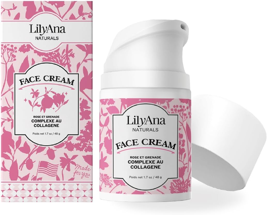 Face Cream Moisturizer for Women - Anti-Aging Wrinkle Cream for Face, Face Moisturizer For Dry Skin, Dark Spot Brightening, Rose and Pomegranate Extracts - Crème Hydratante Visage - 1.7oz