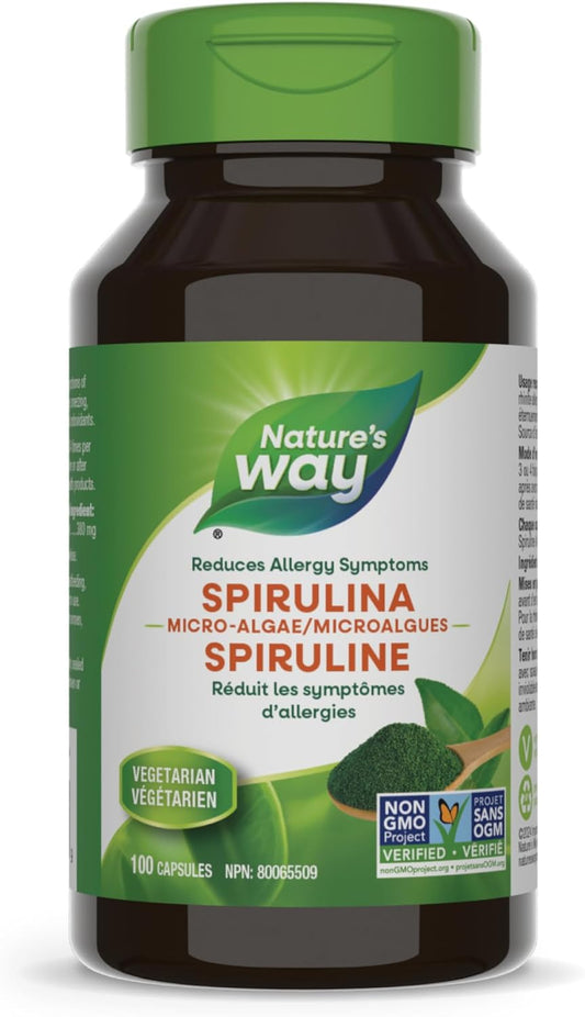 Nature's Way Spirulina, Micro-algae, Reduces Allergy Symptoms, 100 Vegetarian Capsules
