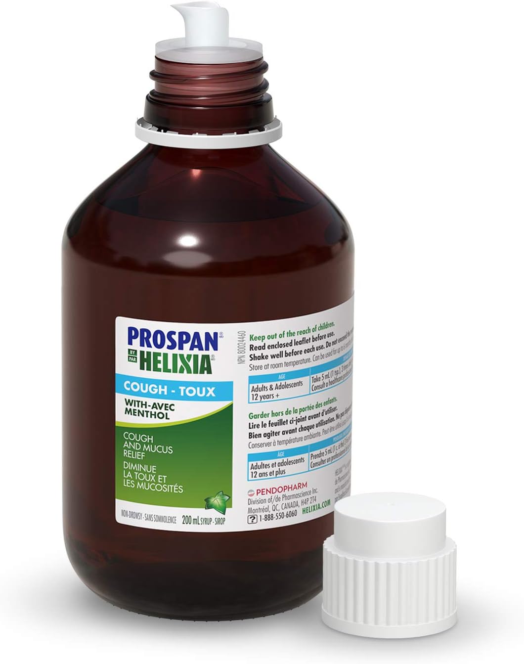 Helixia Prospan 止咳糖浆 200ml – 薄荷醇口味 – 经临床验证，可缓解和祛痰 – 天然来源，无色素，无蔗糖