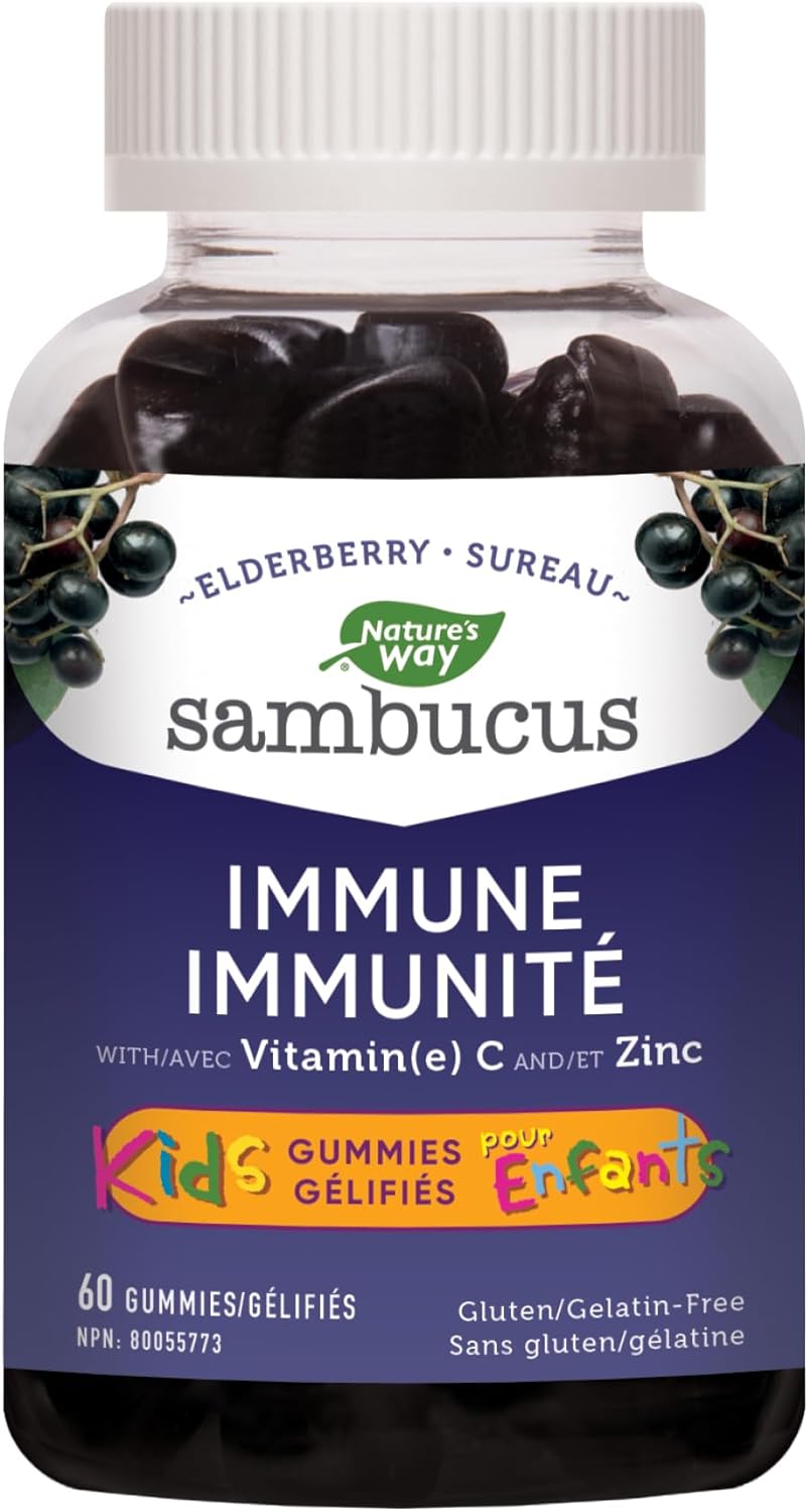 Nature's Way 接骨木免疫感冒和流感护理接骨木软糖和接骨木感冒和流感缓解接骨木儿童软糖