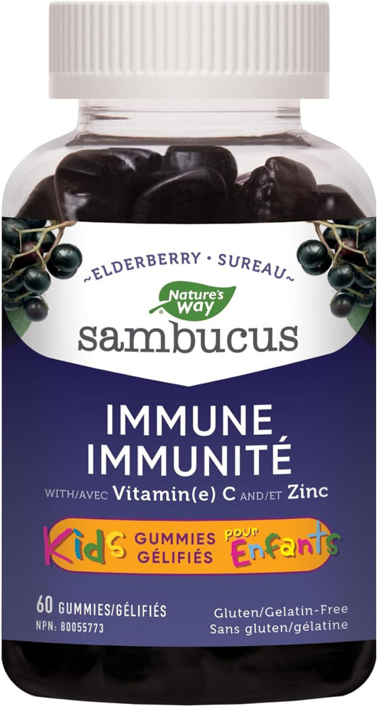 Nature's Way 接骨木免疫感冒和流感护理接骨木软糖和接骨木感冒和流感缓解接骨木儿童软糖