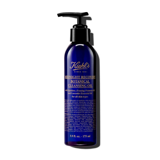 Kiehl's Midnight Recovery Botanical Cleansing Oil, Makeup Remover Face Wash, Soothes & Comforts Skin, with Lavender Essential Oil, Evening Primrose Oil & Squalane, Non-comedogenic