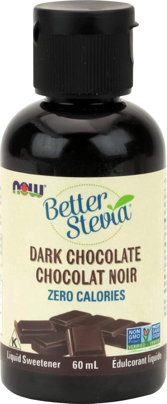 NOW Foods BetterStevia 黑巧克力零卡路里液體甜味劑，生酮友好，適合糖尿病患者，不含赤藻醣醇，60 毫升