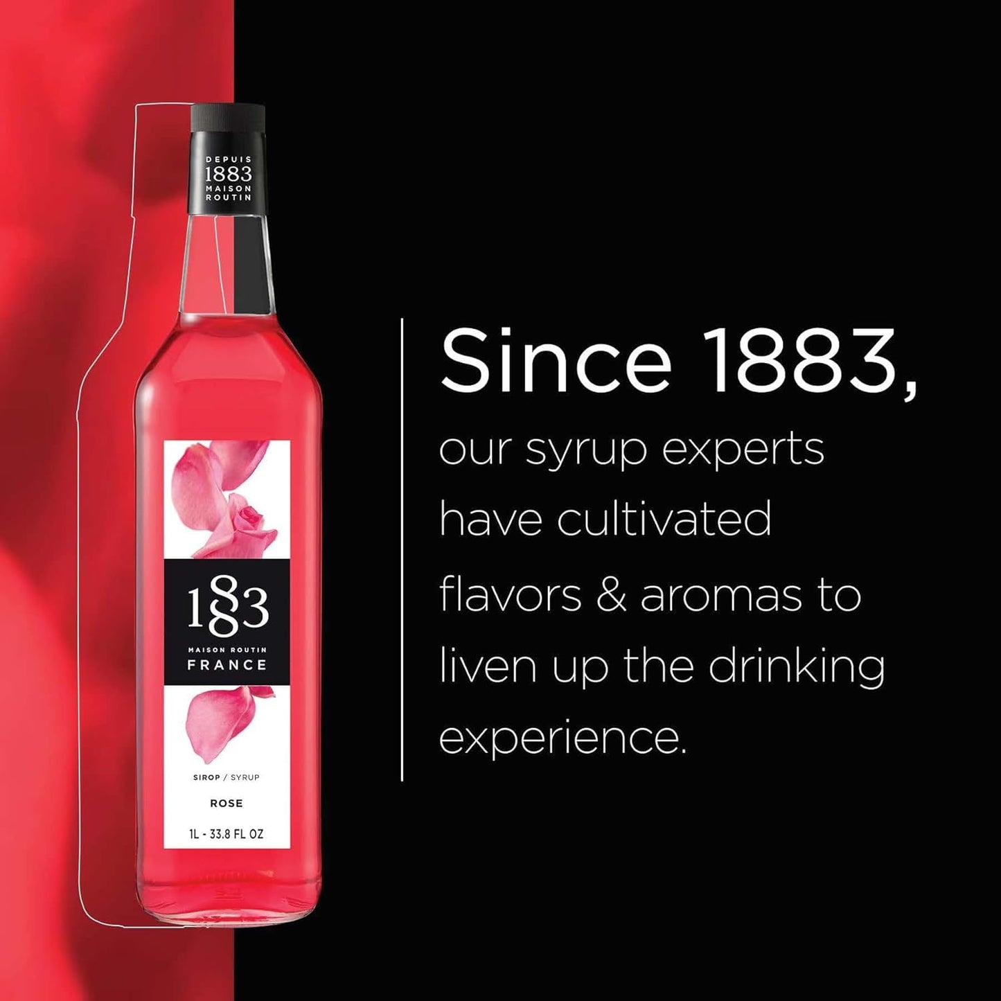 Maison Routin 1883 玫瑰味糖浆，1升玻璃瓶装，2包