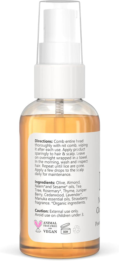 Isabella's Clearly LICE 强效除虱剂 I 精油有助于消除虱子、虱卵和卵 I 迷迭香、雪松、茶树 I 不含毒素或刺激性化学物质 I 内含金属虱梳（60 毫升）