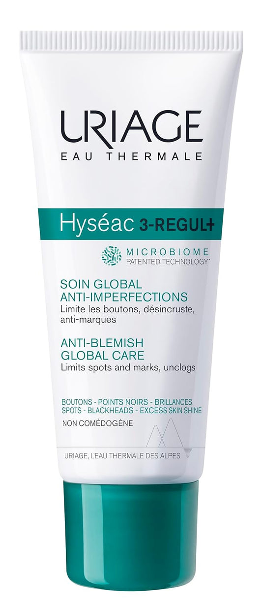 Uriage - Hyseac - 3 Regul+ - Face Moisturizer For Oily Skin Prone To Acne - Pimples, Spots, Blackheads And Blemish Control with Salicylic Acid, AHA And Zinc - 40ml