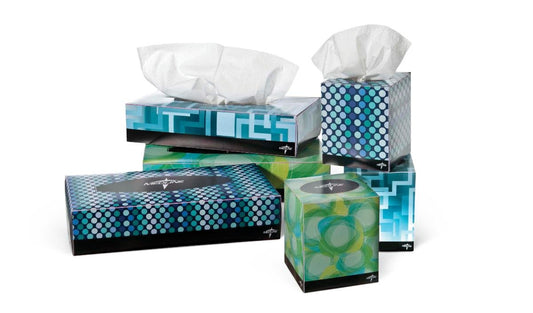 Medline Premium Paper Facial Tissue, 2-Ply, 8" x 8.3", Cube Box, Soft & Absorbent for Everyday Use, 85 Sheets per Box, Pack of 36