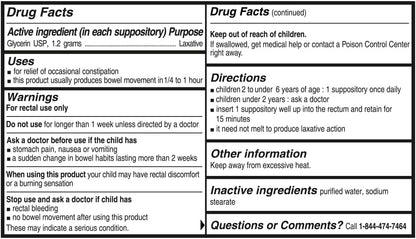 Rising Health - Fast Relief Medicated Laxative Suppositories for Kids - Rectal Use Only, Children's Glycerin 1.2 g - Gentle & Quick Constipation Relief (25 Count, 25, Count)