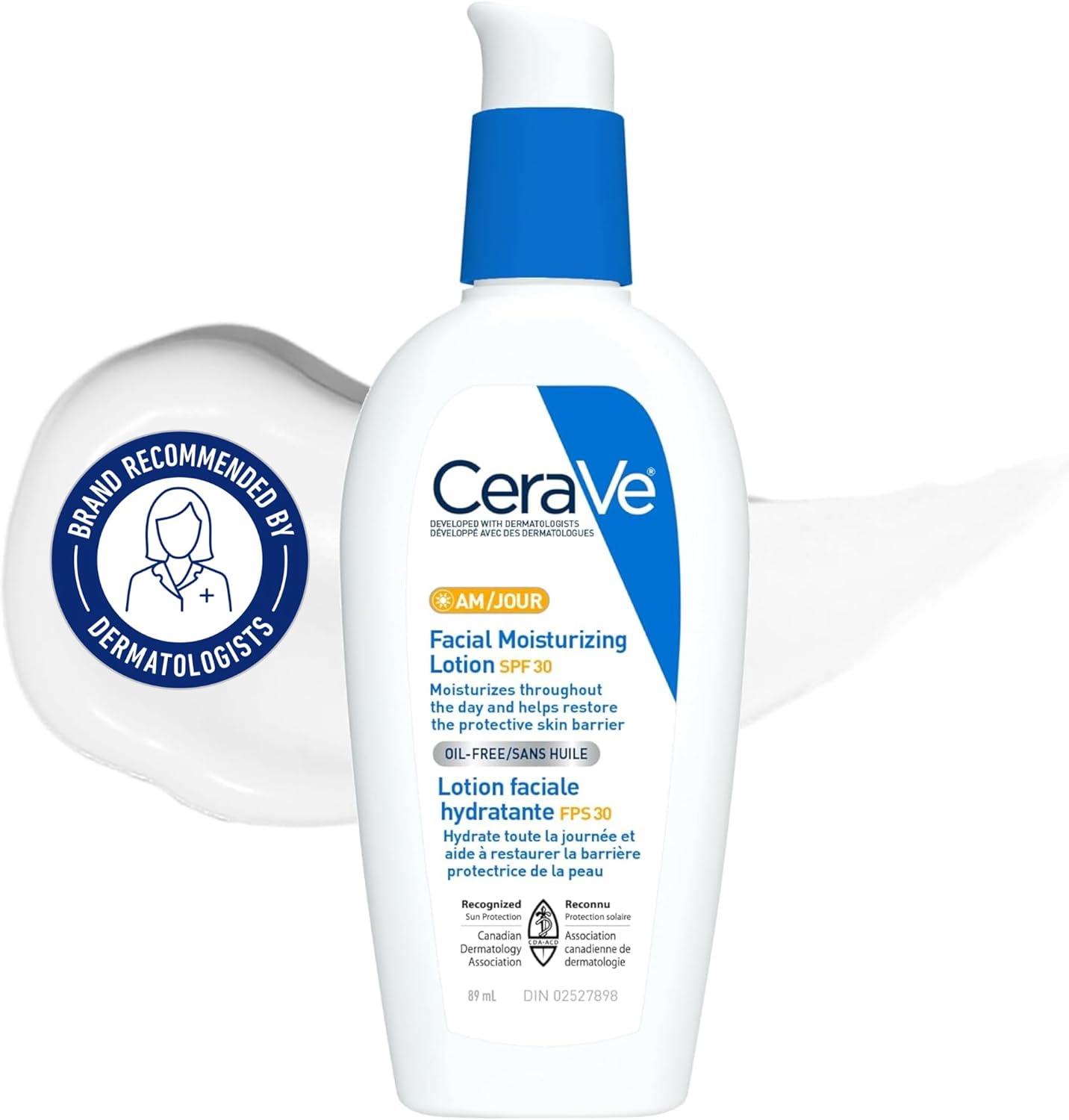 CeraVe Facial Moisturizer with SPF 30. Face Sunscreen Lotion with Hyaluronic Acid, Niacinamide & Ceramides for Women & Men. Oil-free, normal to dry skin. Verified Extended Use Date, Travel Size 89ML