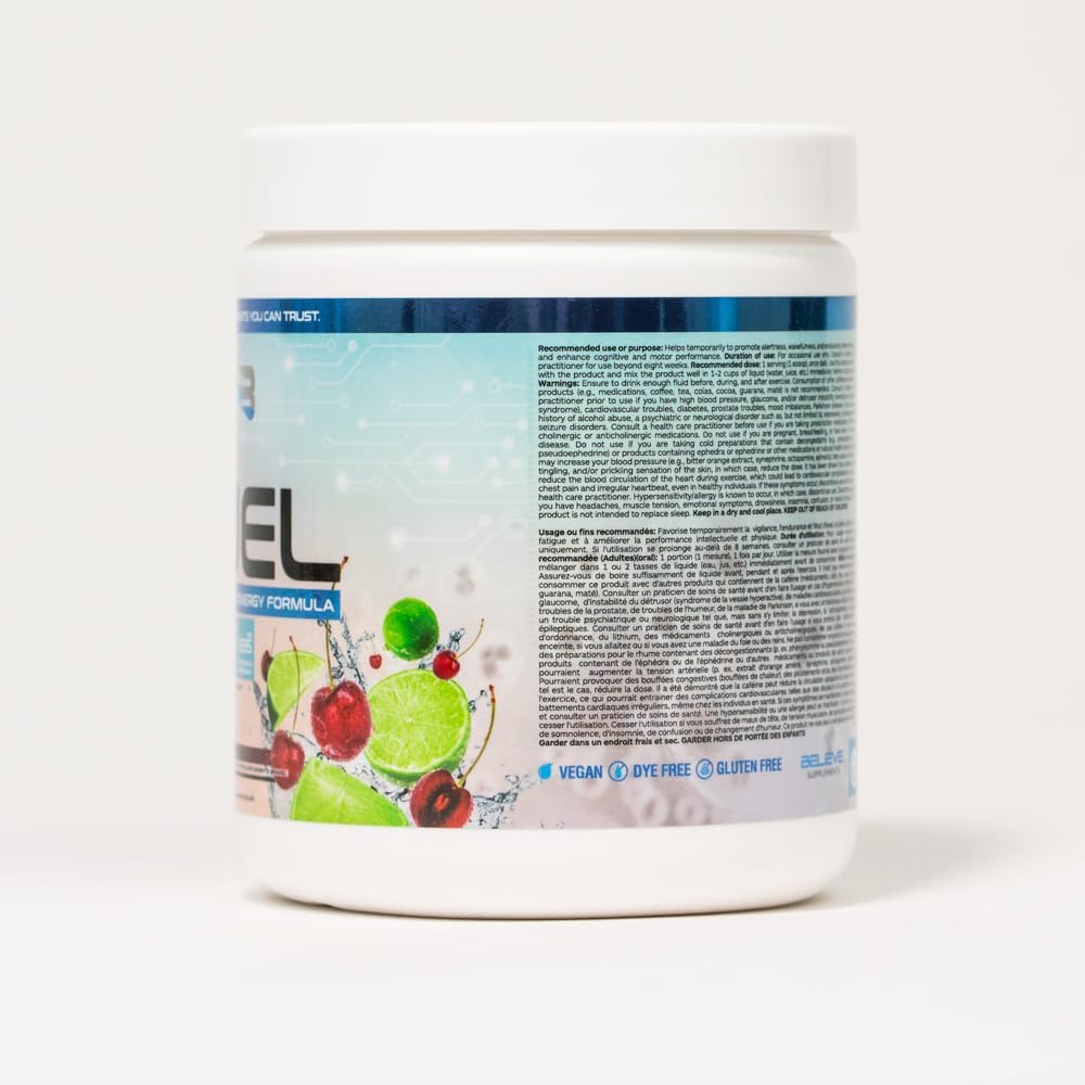 Believe Supplements Pre Fuel - 终极一体化锻炼前补充剂，含 200 毫克咖啡因，可增强焦点、增加肌肉饱满度 - 提升能量、耐力和表现 - 增强健身房和健身效果 - Alpha-GPC、肌酸、β-丙氨酸……