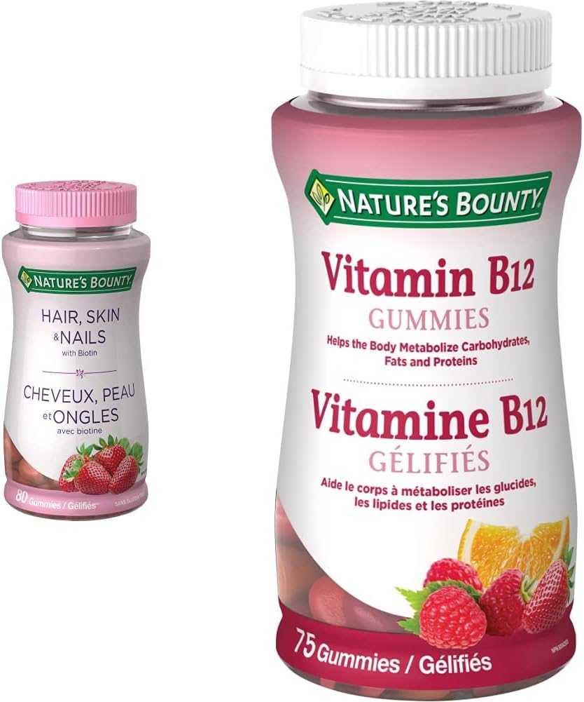 Nature's Bounty 头发、皮肤、指甲 + 维生素 B12 软糖套装