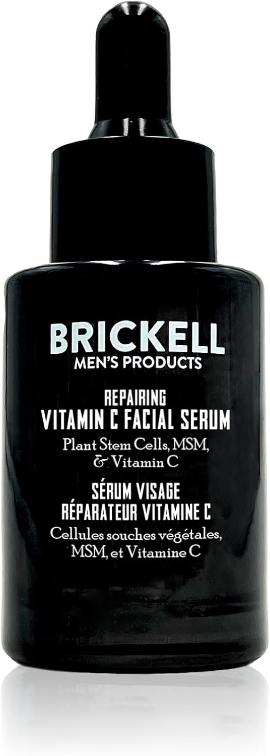 Brickell 男士抗衰老維生素 C 面部精華液，男士修復夜間面部精華液，天然有機透明質酸面部精華液，可減少皺紋和減少紅血絲，30ml，香氛
