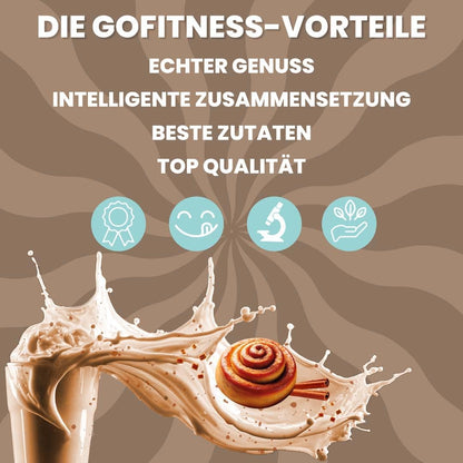 GoFitness Nutrition – 100% Whey Protein Powder – 900 g – Cinnamon Roll Flavor, High-Protein, Low-Sugar, Fast-Mixing, Muscle Recovery