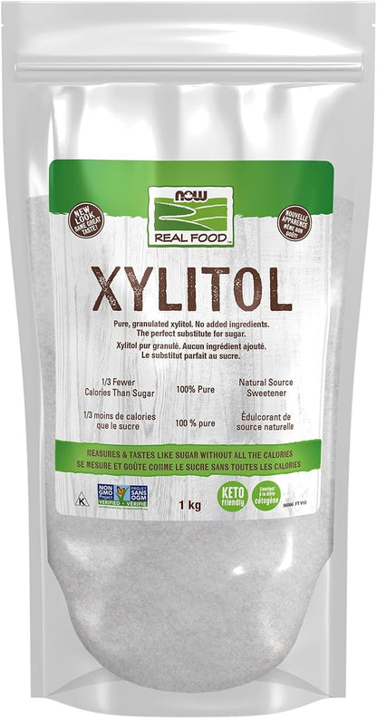 NOW Real Food, Xylitol, Pure with No Added Ingredients, Keto-Friendly, Low Glycemic Impact, Low Calorie, 1kg