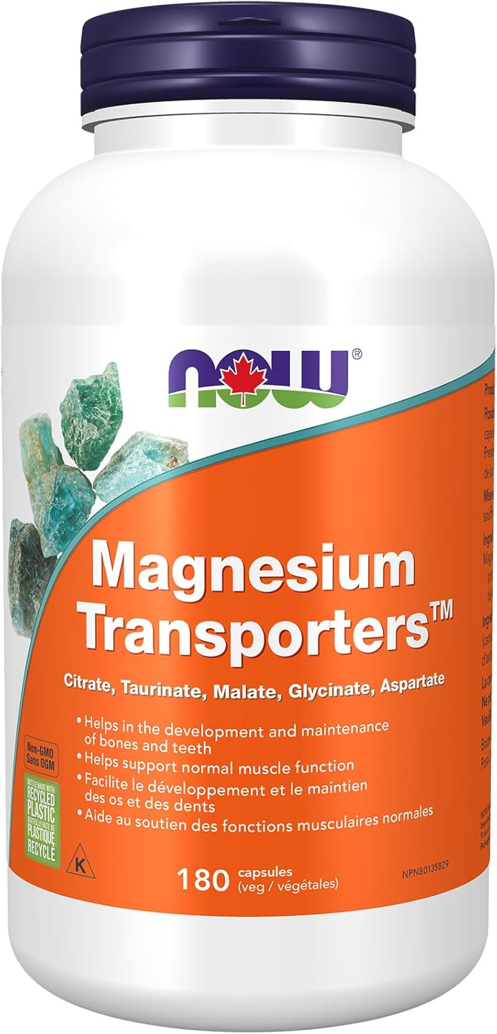 NOW Supplements，鎂轉運蛋白，含 5 種形式的鎂，可達到最佳生物利用度，180 粒素食膠囊