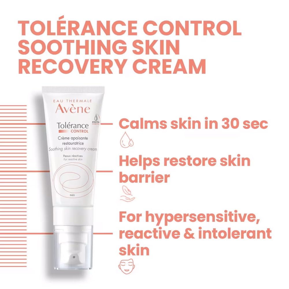 Eau Thermale Avene Tolerance Control Soothing Skin Recovery Cream, for hypersensitive, normal to combination skin, tube with sterile pump, replacing Skin RECOVERY, 40 ml